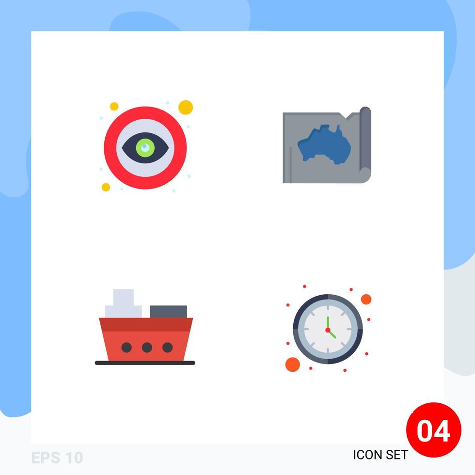 grupp av 4 modern platt ikoner uppsättning för öga resa synlig Land marin redigerbar vektor design element