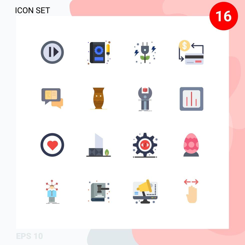 16 flaches Farbkonzept für Websites, Handys und Apps, Chat-Kreditservice, bargeldlose Karte, editierbares Paket kreativer Vektordesign-Elemente vektor
