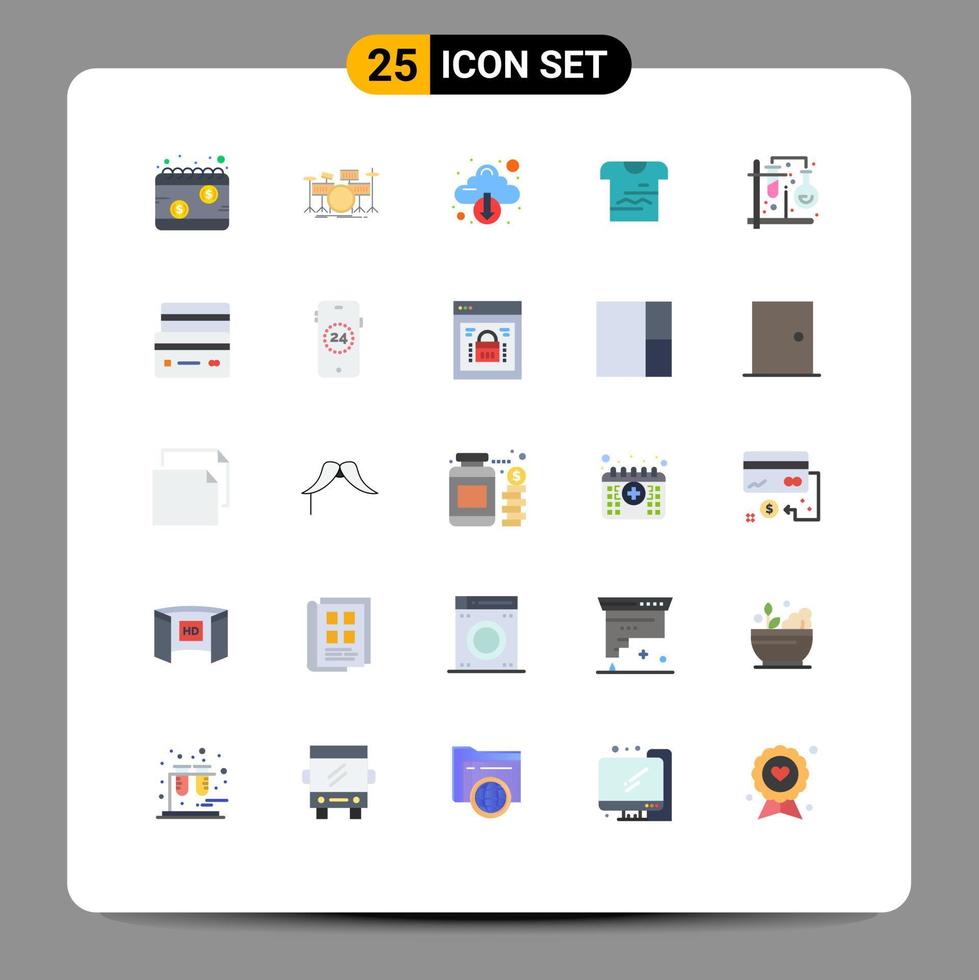 25 flache thematische Vektorfarben und bearbeitbare Symbole von einheitlichen T-Shirt-Kit-Hemd-Download-editierbaren Vektordesign-Elementen vektor