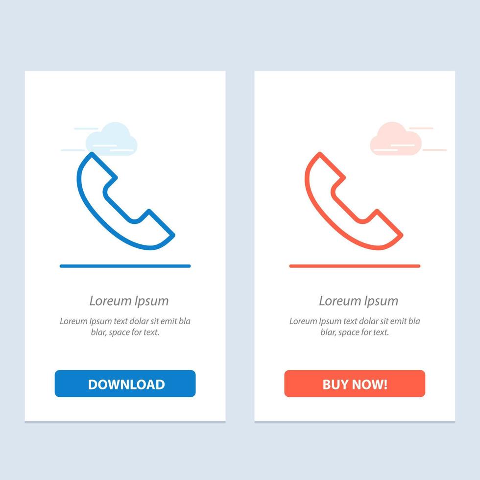 ring upp telefon telefon mobil blå och röd ladda ner och köpa nu webb widget kort mall vektor