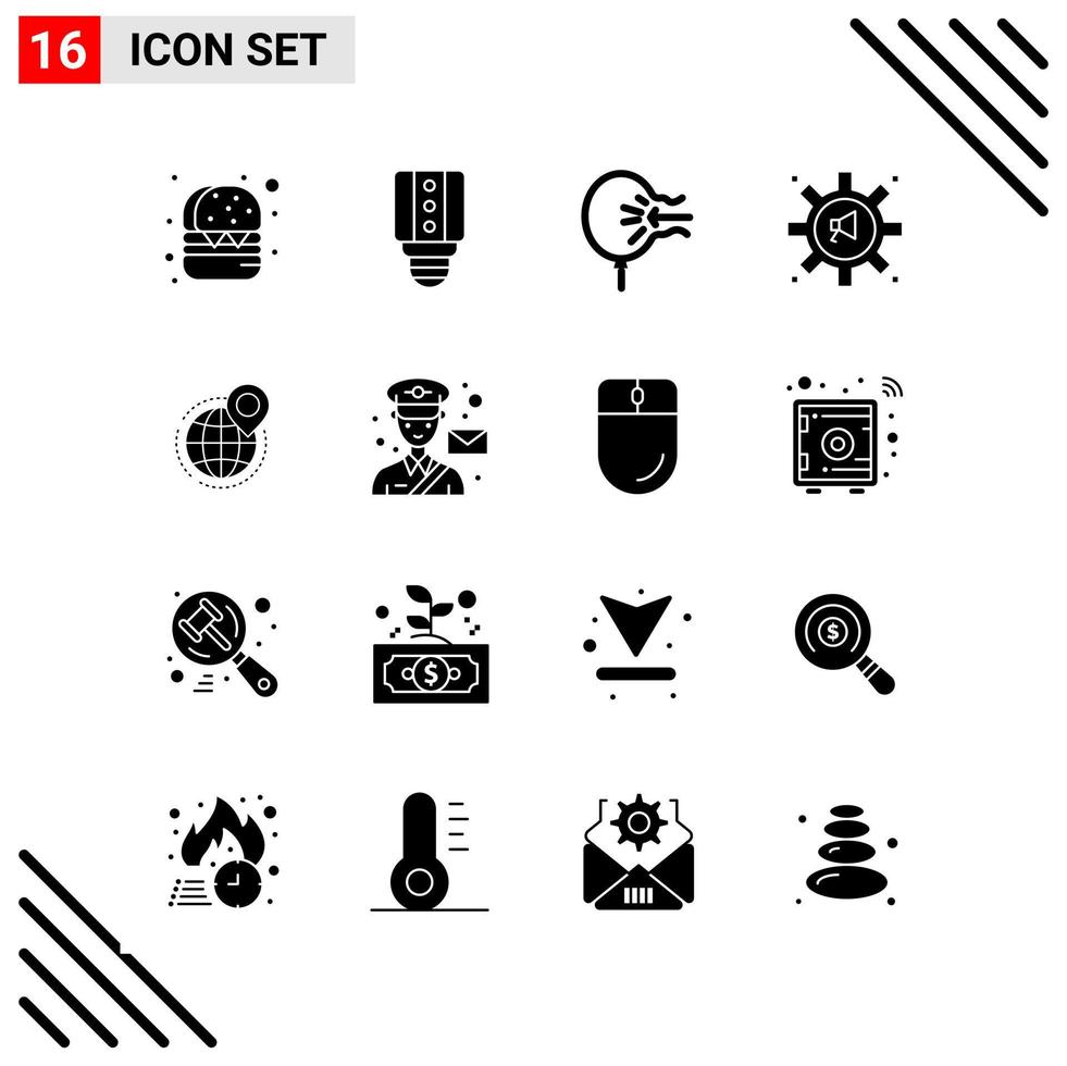 Pixel perfektes Set aus 16 soliden Symbolen. Glyphen-Icon-Set für die Gestaltung von Websites und die Schnittstelle für mobile Anwendungen. vektor