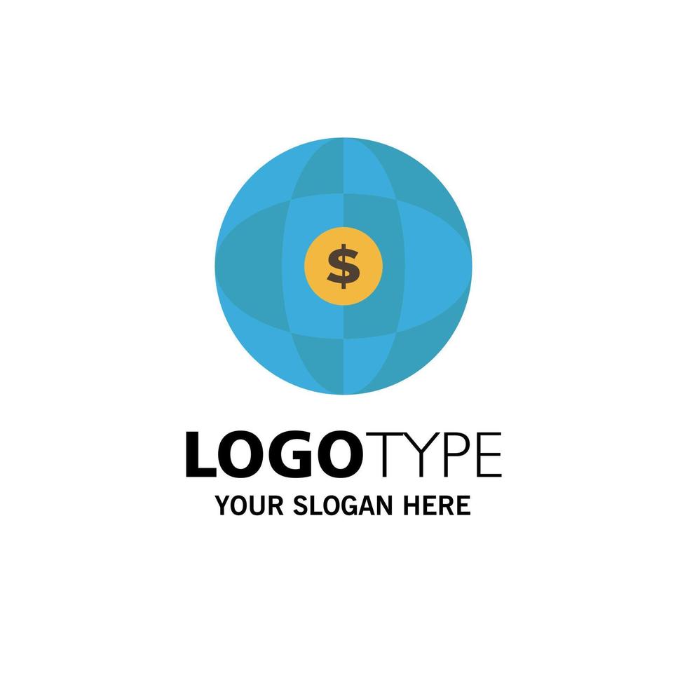 värld klot internet dollar företag logotyp mall platt Färg vektor