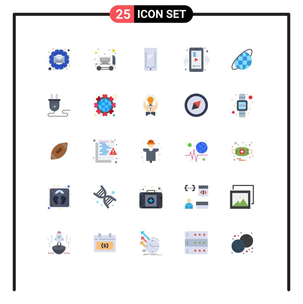 25 tematiska vektor platt färger och redigerbar symboler av bana video smart telefon spelare media redigerbar vektor design element