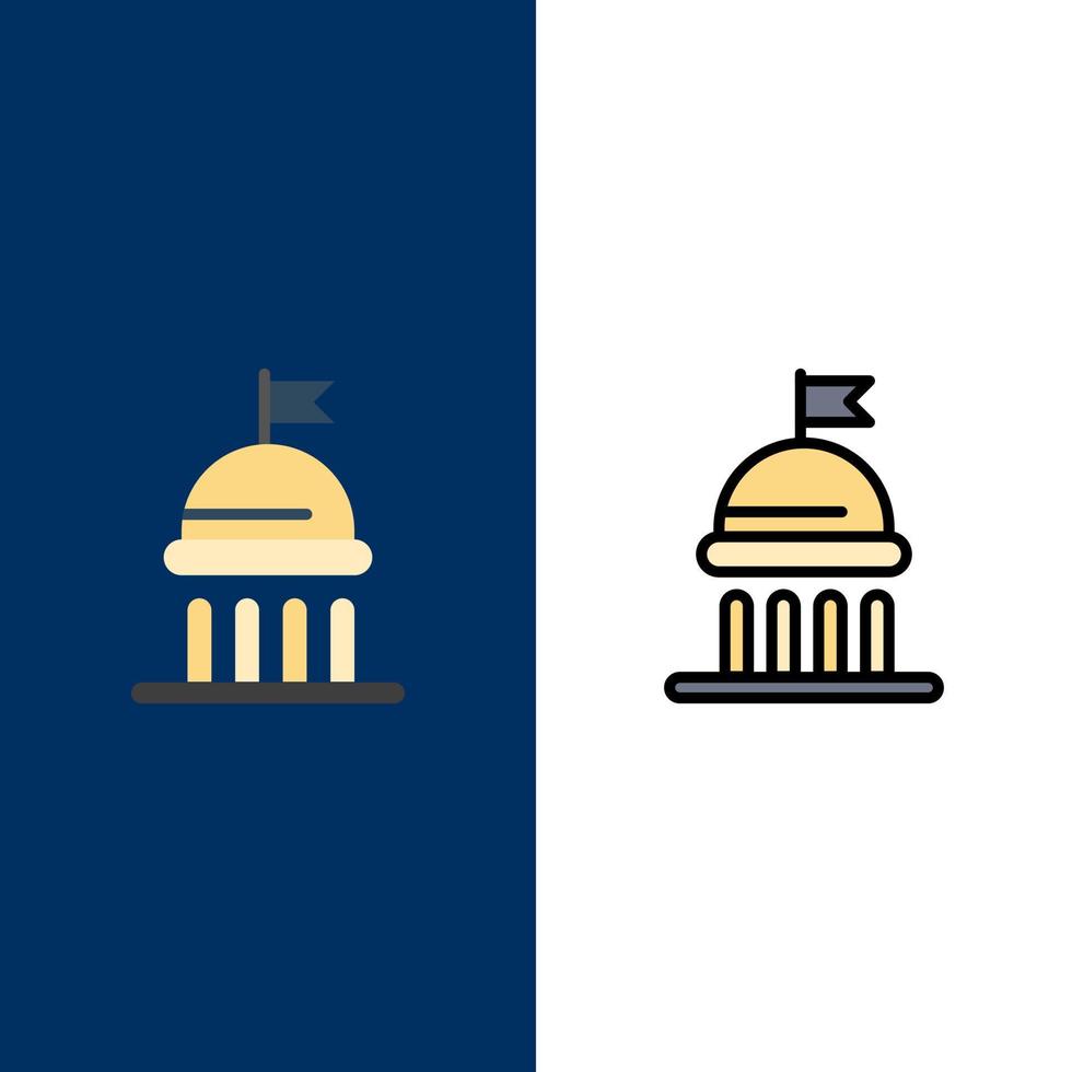 kampanj politisk politik rösta ikoner platt och linje fylld ikon uppsättning vektor blå bakgrund