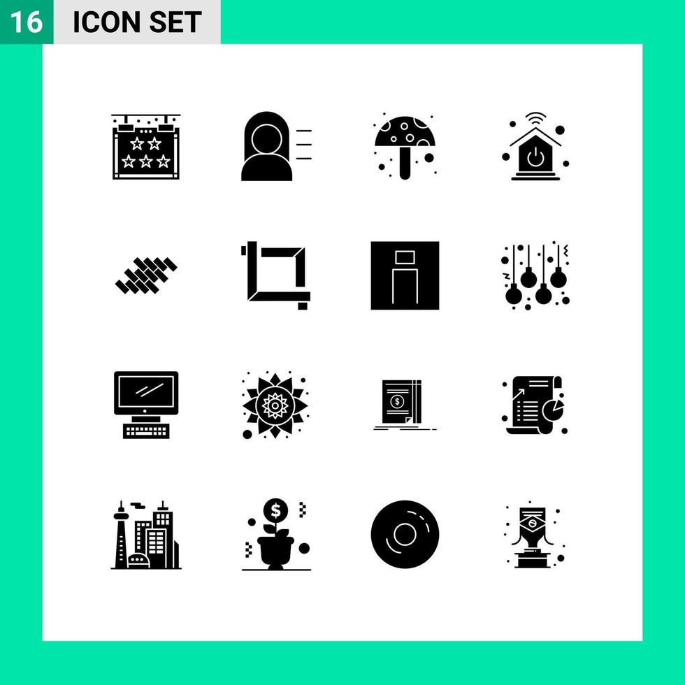mobile Schnittstelle solider Glyph-Satz von 16 Piktogrammen von Baufliesen Lebensmittelzutat Reparatur Internet der Dinge editierbare Vektordesign-Elemente vektor