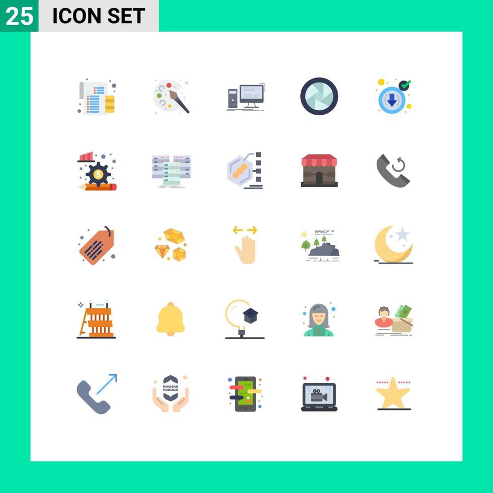 platt Färg packa av 25 universell symboler av cyber kamera linser dator kamera öga personlig redigerbar vektor design element