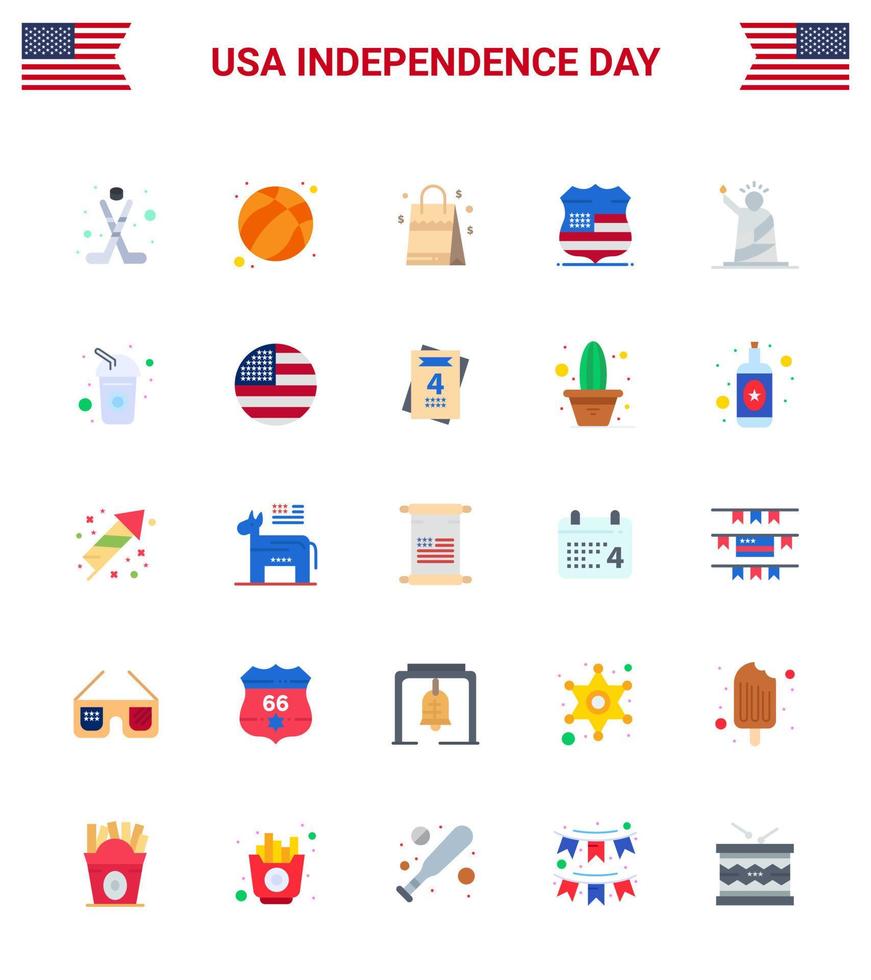 25 kreativ USA ikoner modern oberoende tecken och 4:e juli symboler av frihet säkerhet väska USA skydda redigerbar USA dag vektor design element