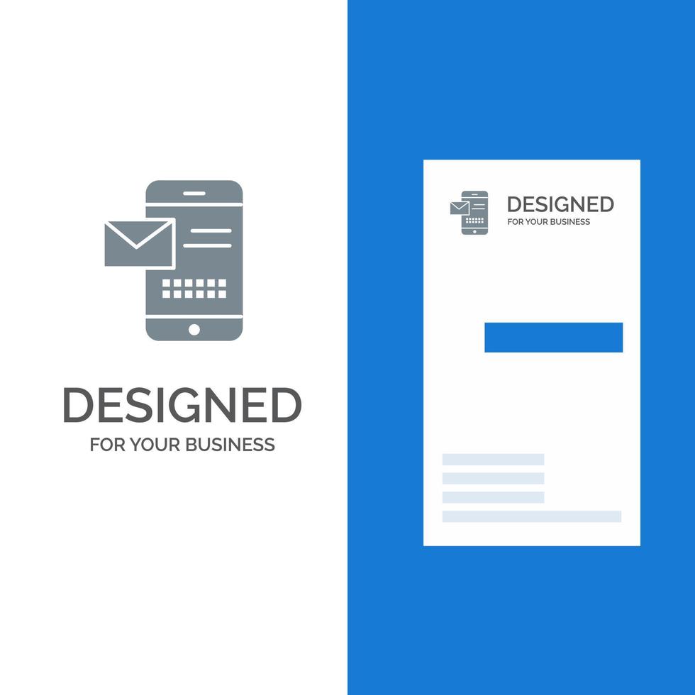 SMS-Chat für mobile Nachrichten, der SMS empfängt, graues Logo-Design und Visitenkartenvorlage vektor