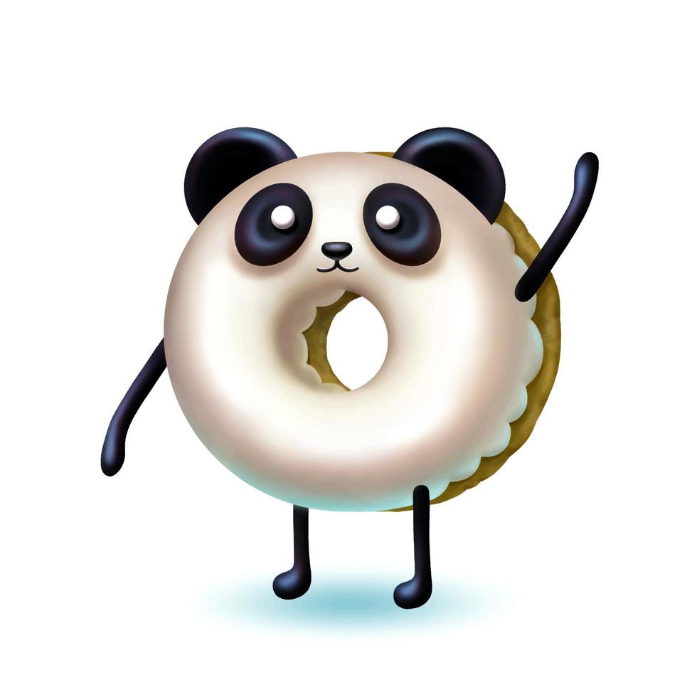munk panda karaktär. isolerat digital illustration av munk panda med krämig glasyr. vektor illustration