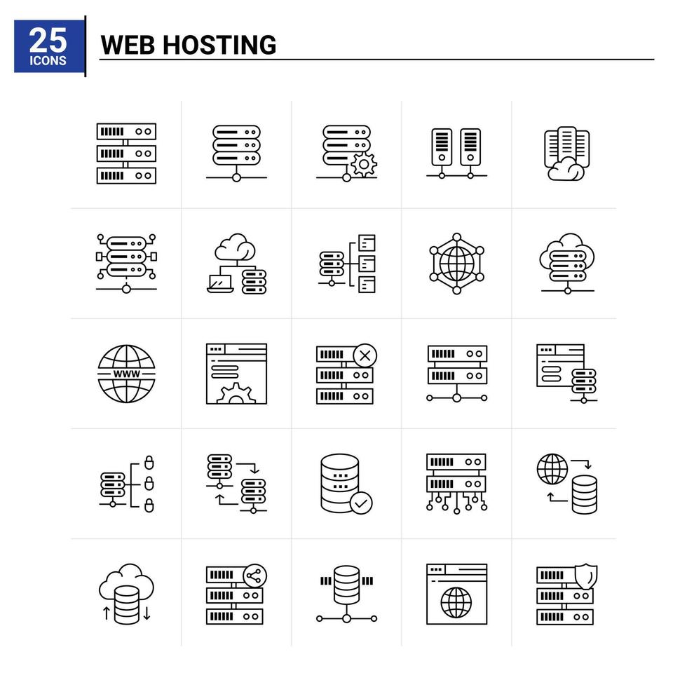 25 Webhosting-Icon-Set Vektorhintergrund vektor
