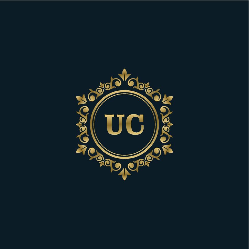 brev uc logotyp med lyx guld mall. elegans logotyp vektor mall.