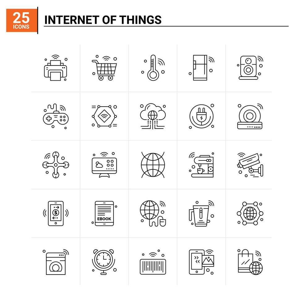 25 Symbolsatz für das Internet der Dinge, Vektorhintergrund vektor