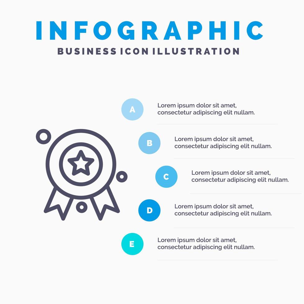 tilldela tilldela bricka tilldela band bricka linje ikon med 5 steg presentation infographics bakgrund vektor