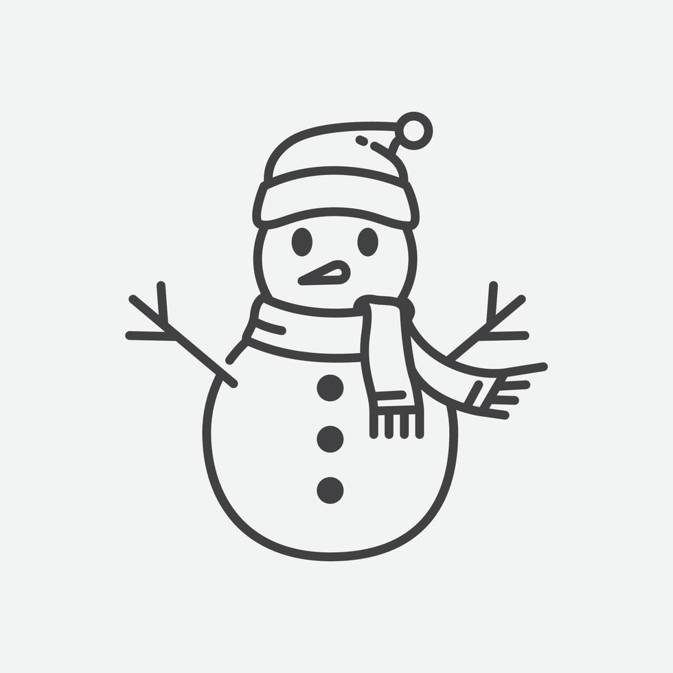 Schneemann mit Hutvektor. Schneemann-Symbol-Vorlage. Winter-Symbol-Symbol. weihnachts- und neujahrsgrußkartengestaltungselement. Vektor-Illustration vektor