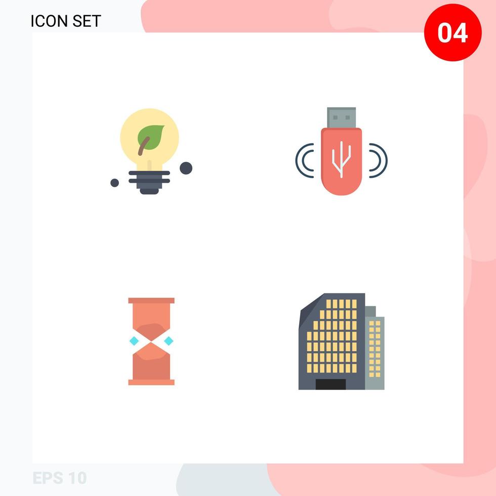 redigerbar vektor linje packa av 4 enkel platt ikoner av ekologi tid aning data Kolla på redigerbar vektor design element
