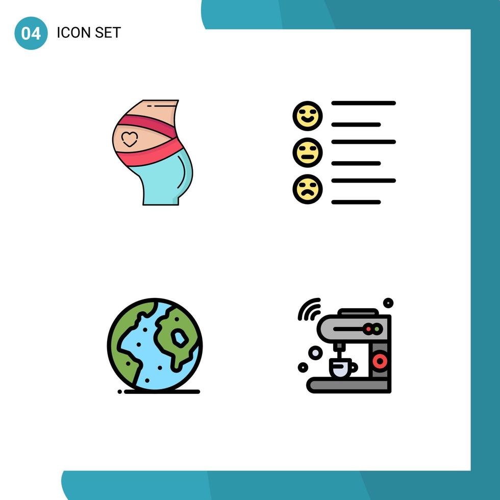 uppsättning av 4 modern ui ikoner symboler tecken för bälte jord gravid lista internationell redigerbar vektor design element
