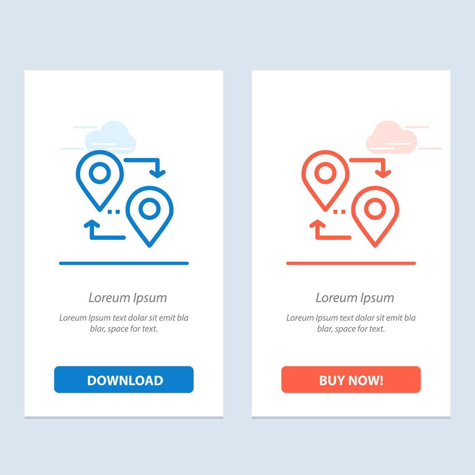 Lageplanzeiger Reisen blau und rot Jetzt herunterladen und kaufen Web-Widget-Kartenvorlage vektor