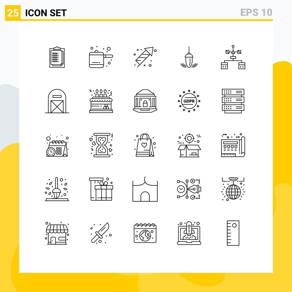modern uppsättning av 25 rader och symboler sådan som browser lod firande lod instrument redigerbar vektor design element