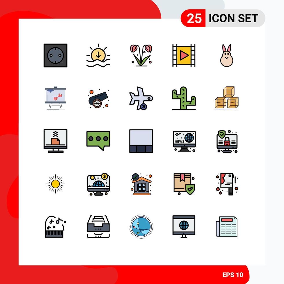 stock vektor ikon packa av 25 linje tecken och symboler för påsk ström blommig spelare media spelare redigerbar vektor design element