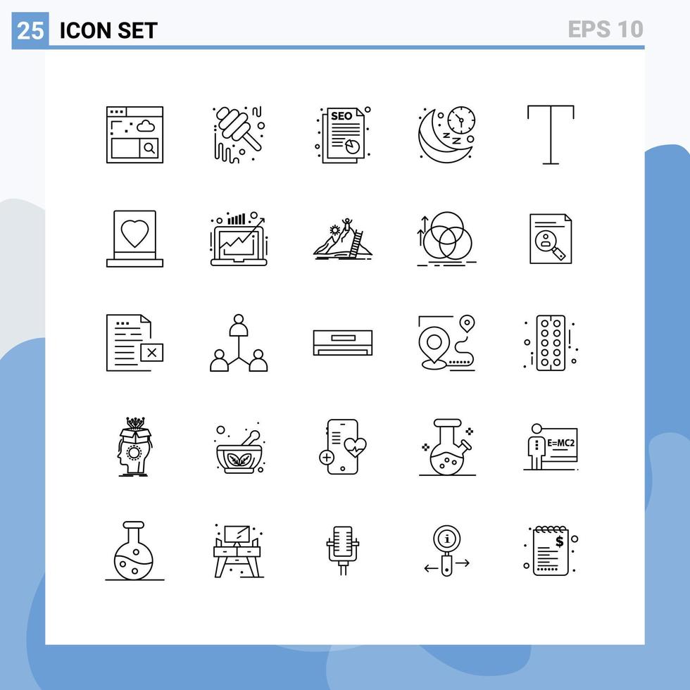 modern uppsättning av 25 rader pictograph av font tid Rapportera natt linje redigerbar vektor design element