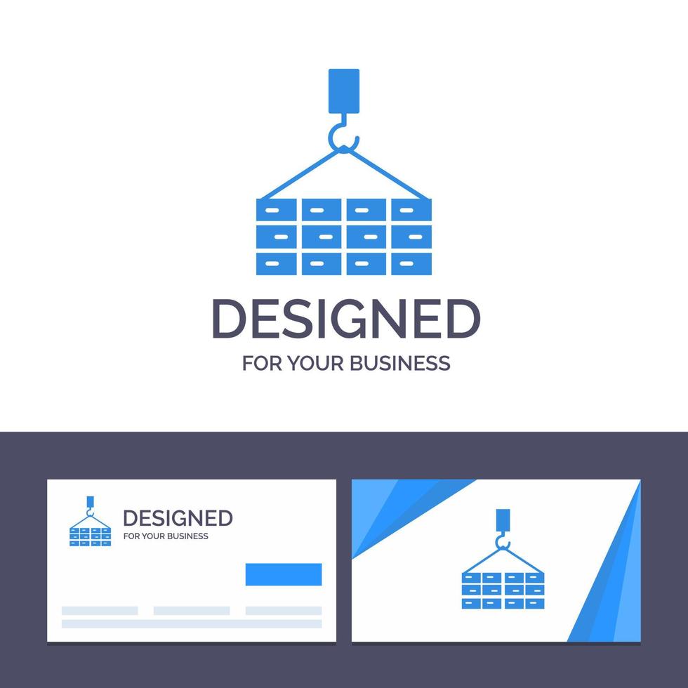 kreative visitenkarte und logo-vorlage gebäude fracht baukran vektorillustration vektor