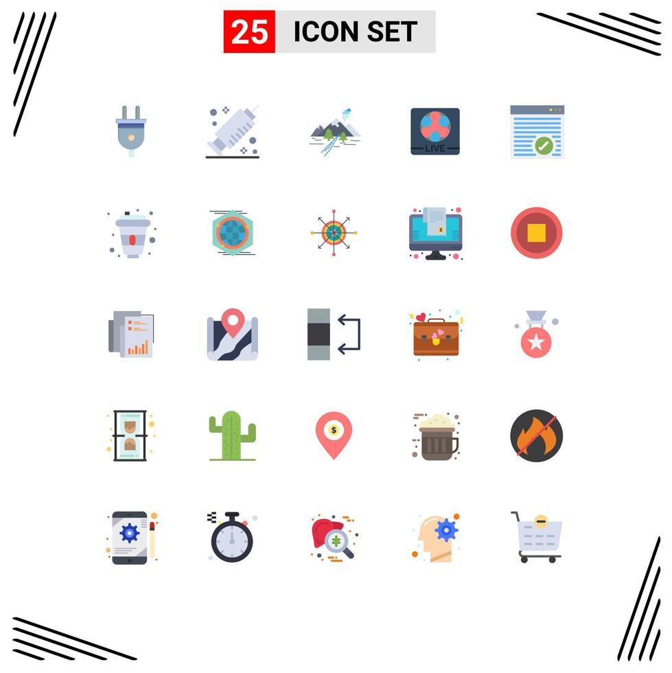 Stock Vector Icon Pack mit 25 Linienzeichen und Symbolen für Internet-Fußball-Hill-Screen-Live-editierbare Vektordesign-Elemente