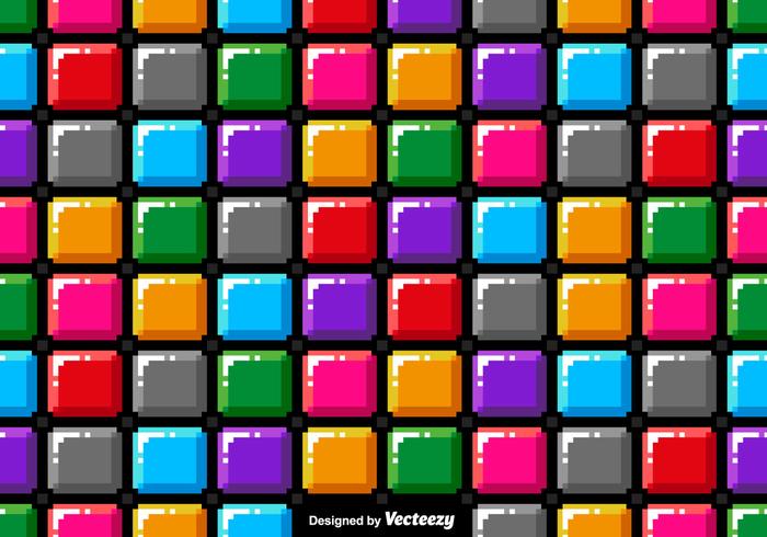 Vector Pixel Art Färgrika Block Seamless Pattern