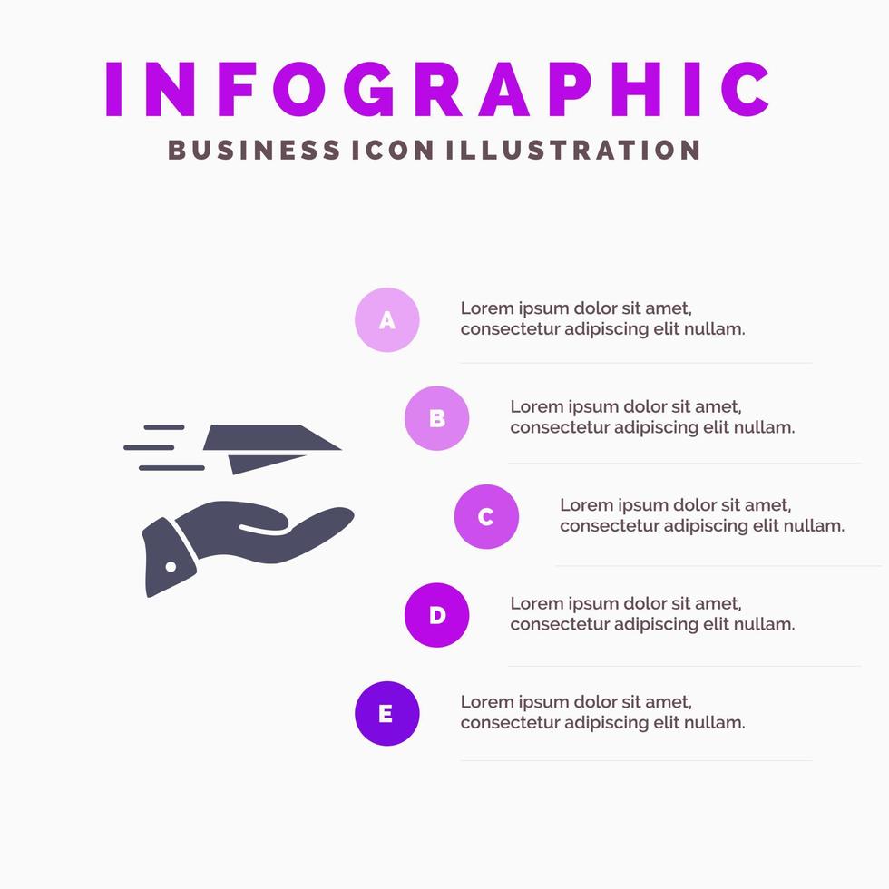 hand post papper plan plan motta fast ikon infographics 5 steg presentation bakgrund vektor