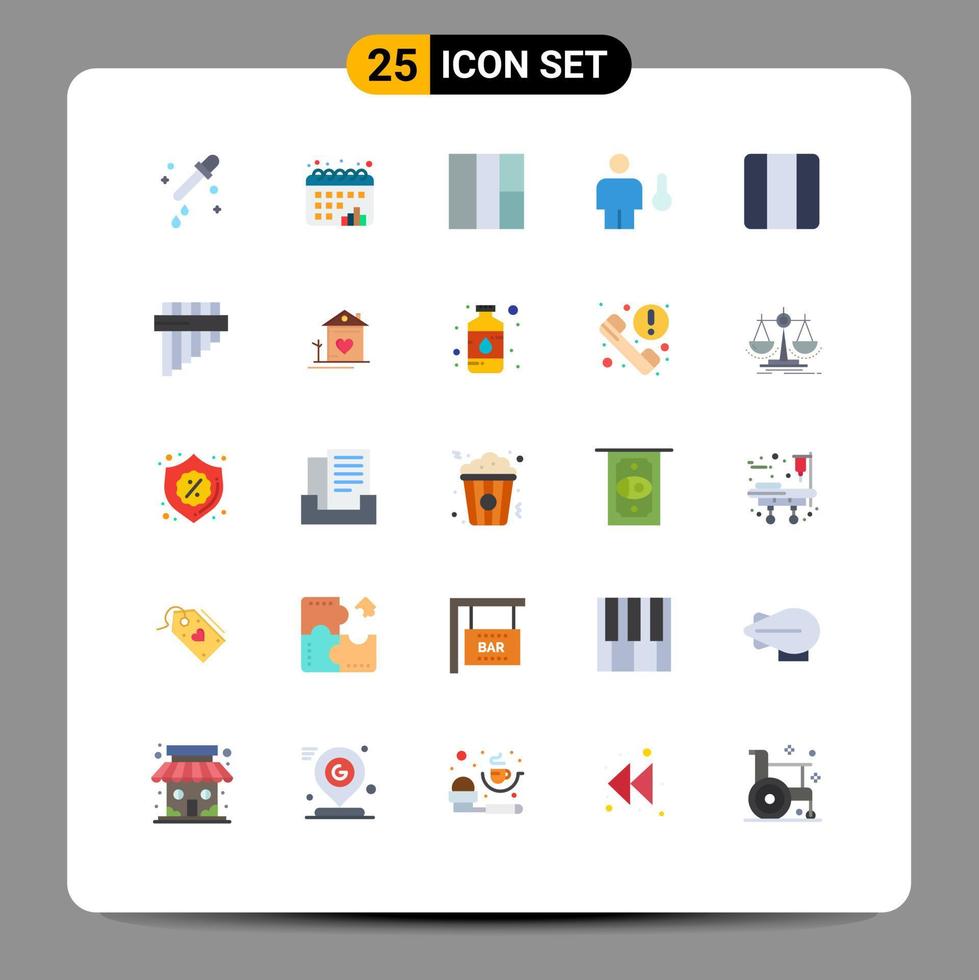 moderner Satz von 25 flachen Farben und Symbolen wie Layout-Gitter-Drahtgitter verteilen menschlich bearbeitbare Vektordesign-Elemente vektor