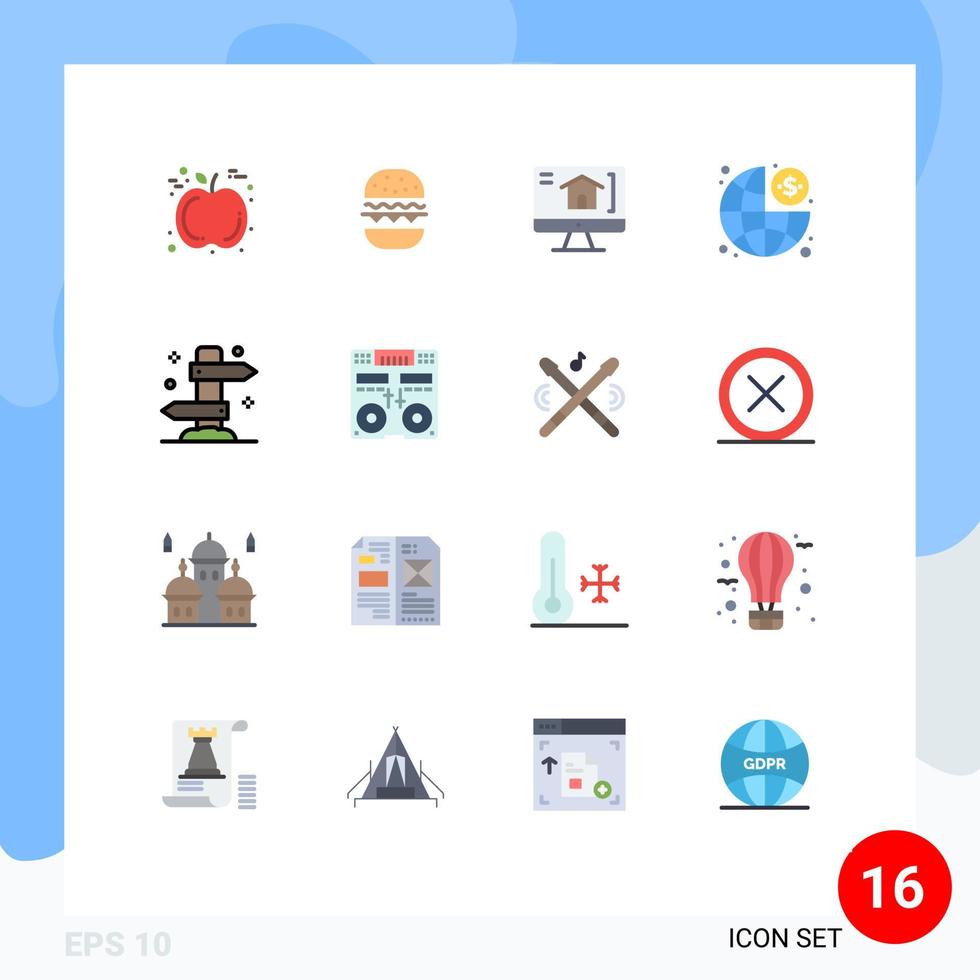 modern uppsättning av 16 platt färger och symboler sådan som turism Semester Hem riktning förvaltning redigerbar packa av kreativ vektor design element