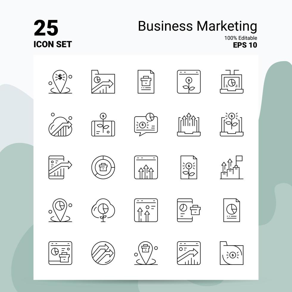 25 Business-Marketing-Icon-Set 100 bearbeitbare Eps 10-Dateien Business-Logo-Konzept-Ideen-Line-Icon-Design vektor