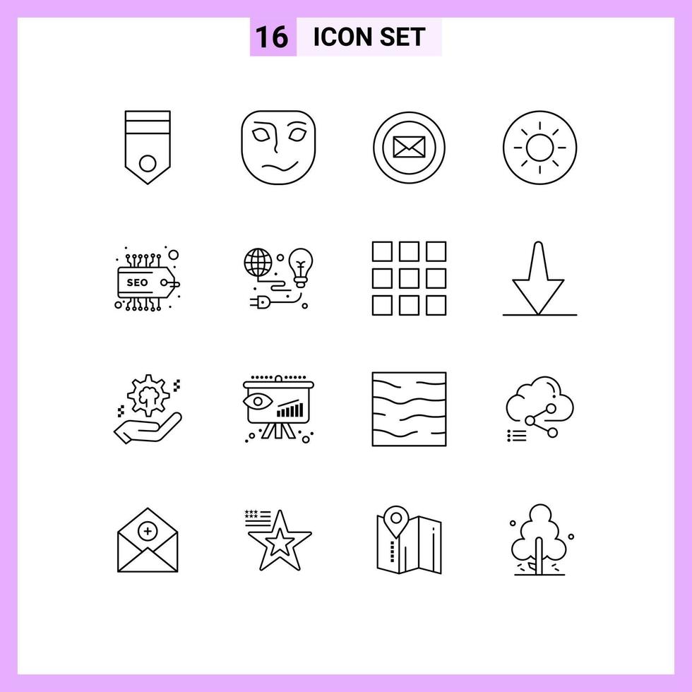 16 kreative Symbole moderne Zeichen und Symbole des Schutzes SEO-Maskenetikett Helligkeit editierbare Vektordesign-Elemente vektor