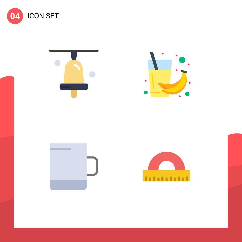 4 flaches Symbolkonzept für mobile Websites und Apps Glockenbecher Bananengesundheit Zeichnung editierbare Vektordesign-Elemente vektor