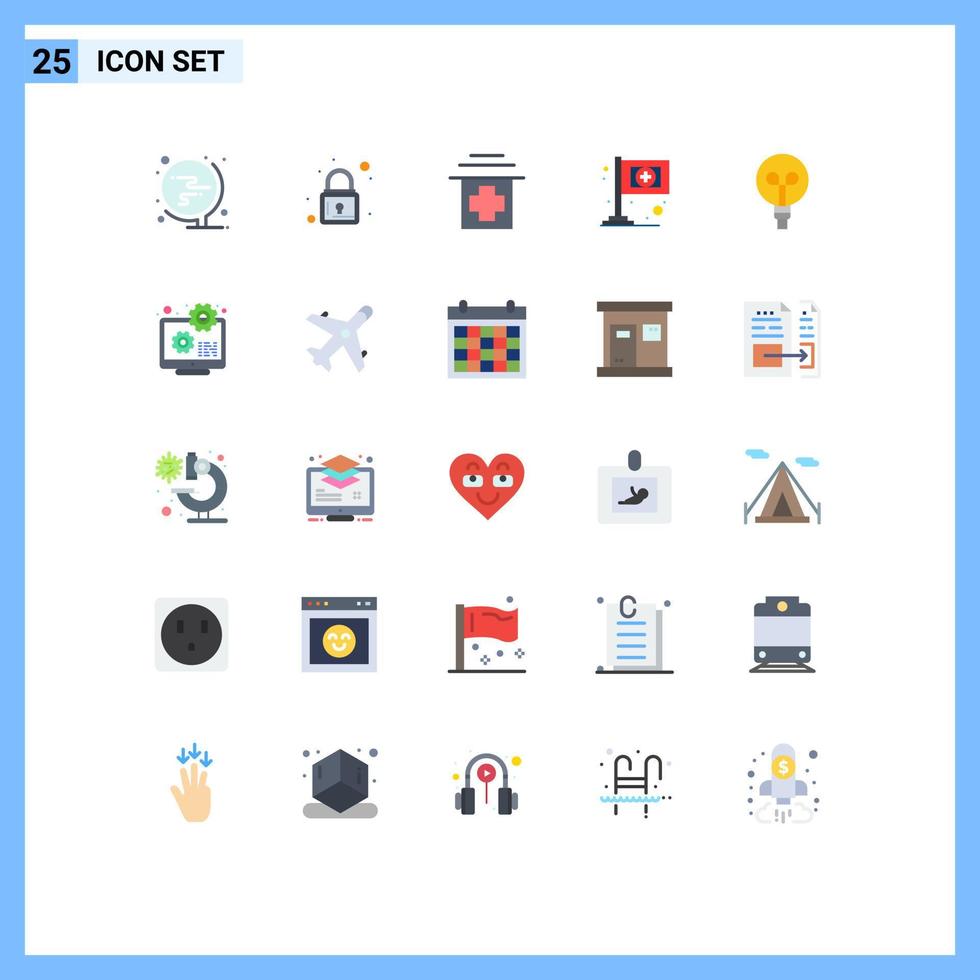 Stock Vector Icon Pack mit 25 Zeilen Zeichen und Symbolen für Laptop-Design Krankenhaus leichte medizinische editierbare Vektordesign-Elemente