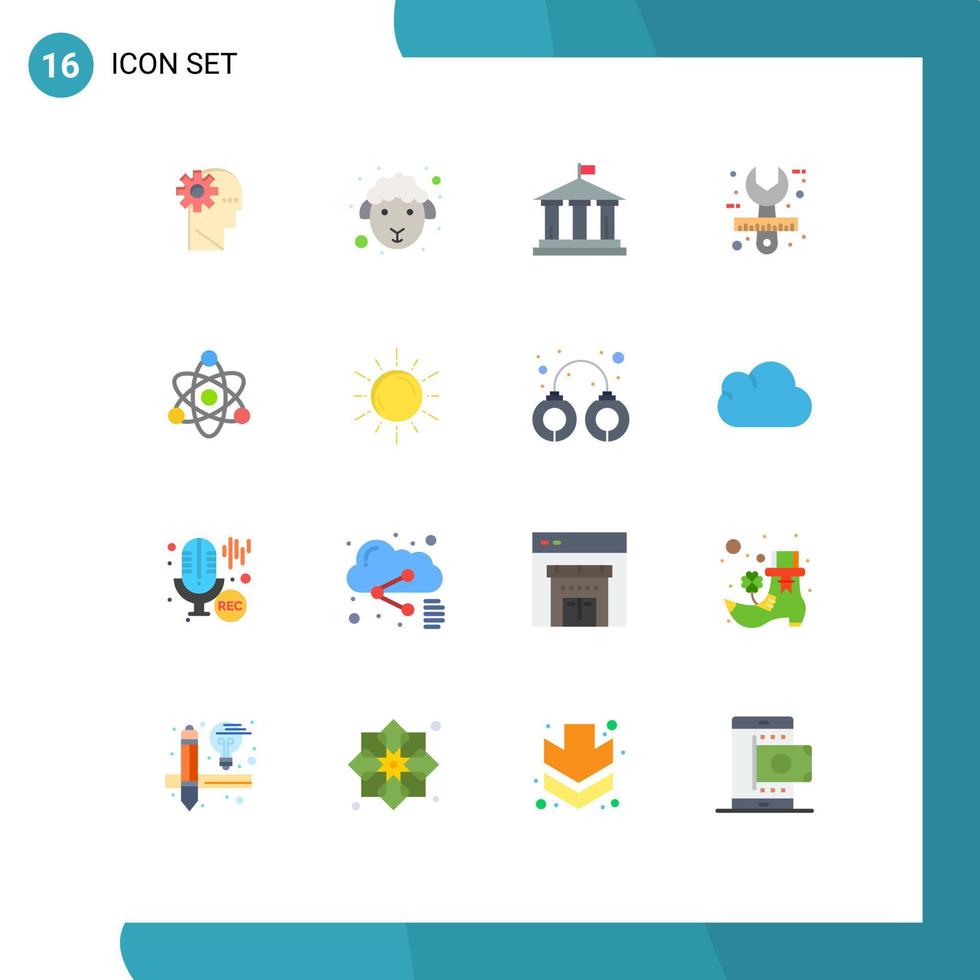 16 flaches Farbkonzept für mobile Websites und Apps Atom Schreibwaren Bank Design Architekt editierbares Paket kreativer Vektordesign-Elemente vektor