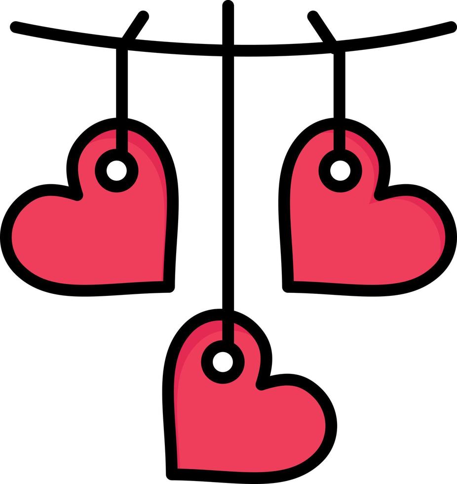 hjärta valentine kärlek hängande platt Färg ikon vektor ikon baner mall