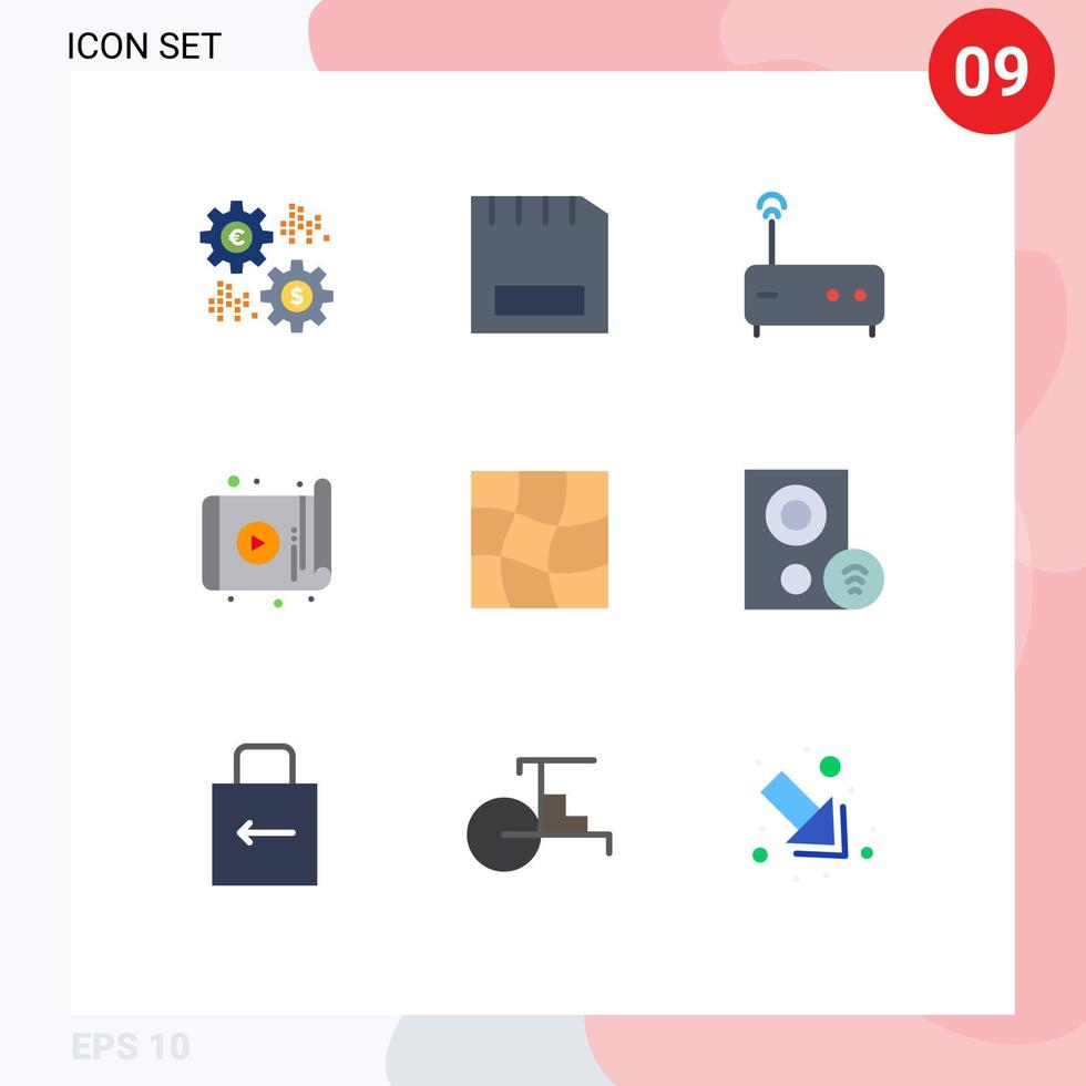 mobil gränssnitt platt Färg uppsättning av 9 piktogram av app teknologi grej läsplatta router redigerbar vektor design element