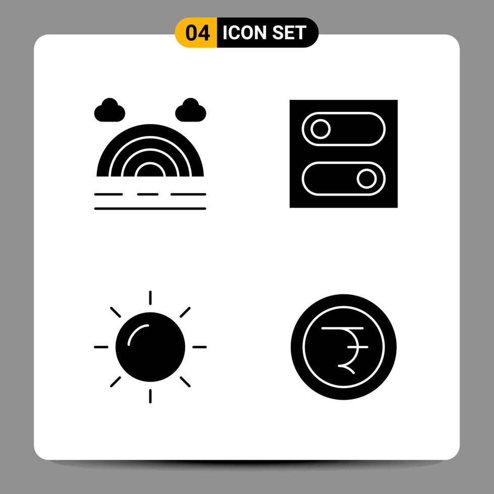 4 schwarze Icon-Pack-Glyphen-Symbole für ansprechende Designs auf weißem Hintergrund. 4 Symbole gesetzt. vektor