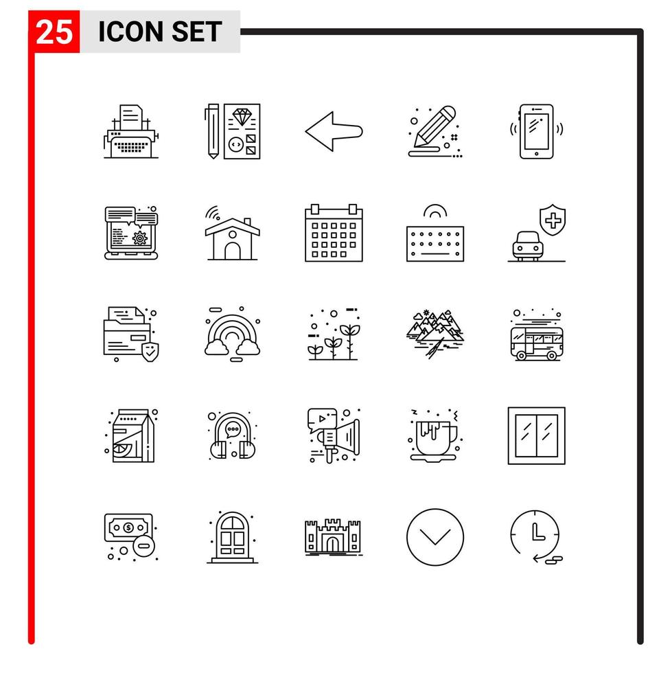 25 användare gränssnitt linje packa av modern tecken och symboler av smart telefon måla programmering dra kreativ redigerbar vektor design element