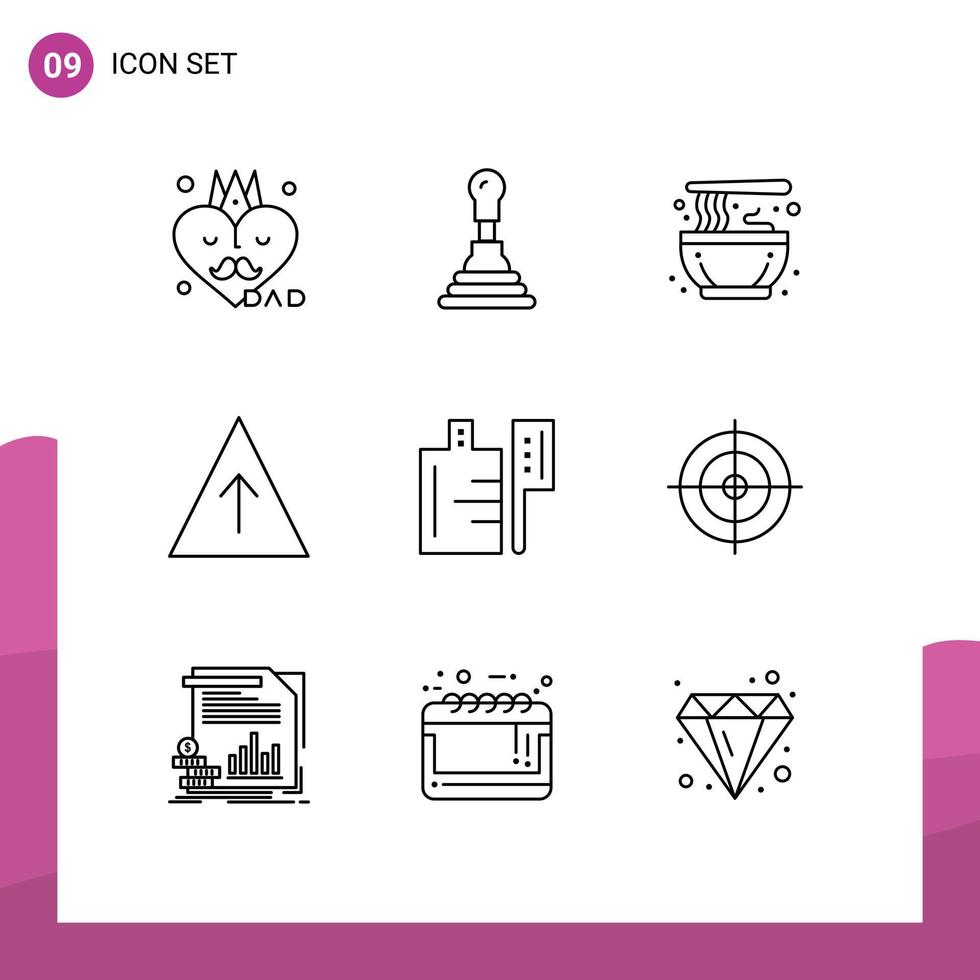 Stock Vector Icon Pack mit 9 Zeilenzeichen und Symbolen für die Aufnahme von Vorbereitungskulturen für das Wachstum von Lebensmitteln editierbare Vektordesign-Elemente