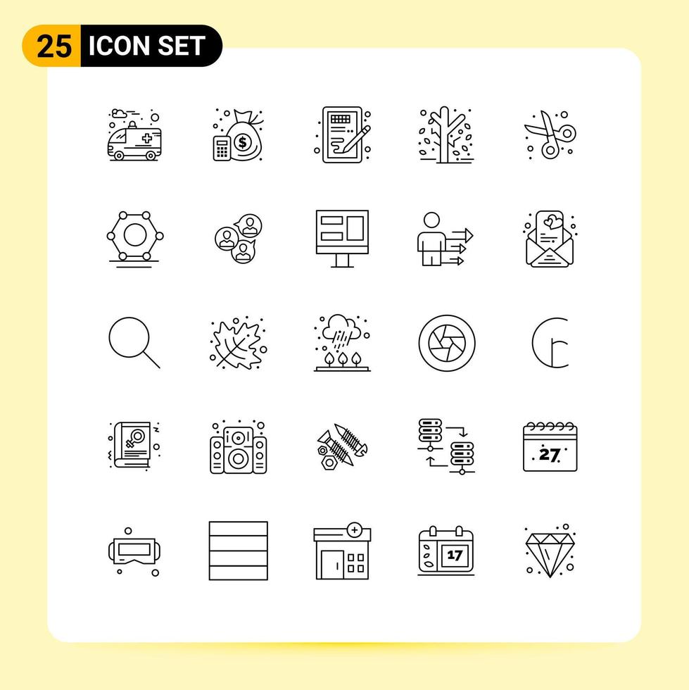 25 kreativ ikoner modern tecken och symboler av tillbaka till skola säsong design trädgård höst redigerbar vektor design element