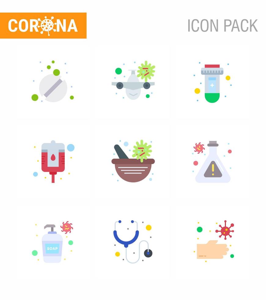 Coronavirus-Prävention 25 Symbolsatz blaues Apothekenpaket Virusflaschenvirus virales Coronavirus 2019nov Krankheitsvektor-Designelemente vektor