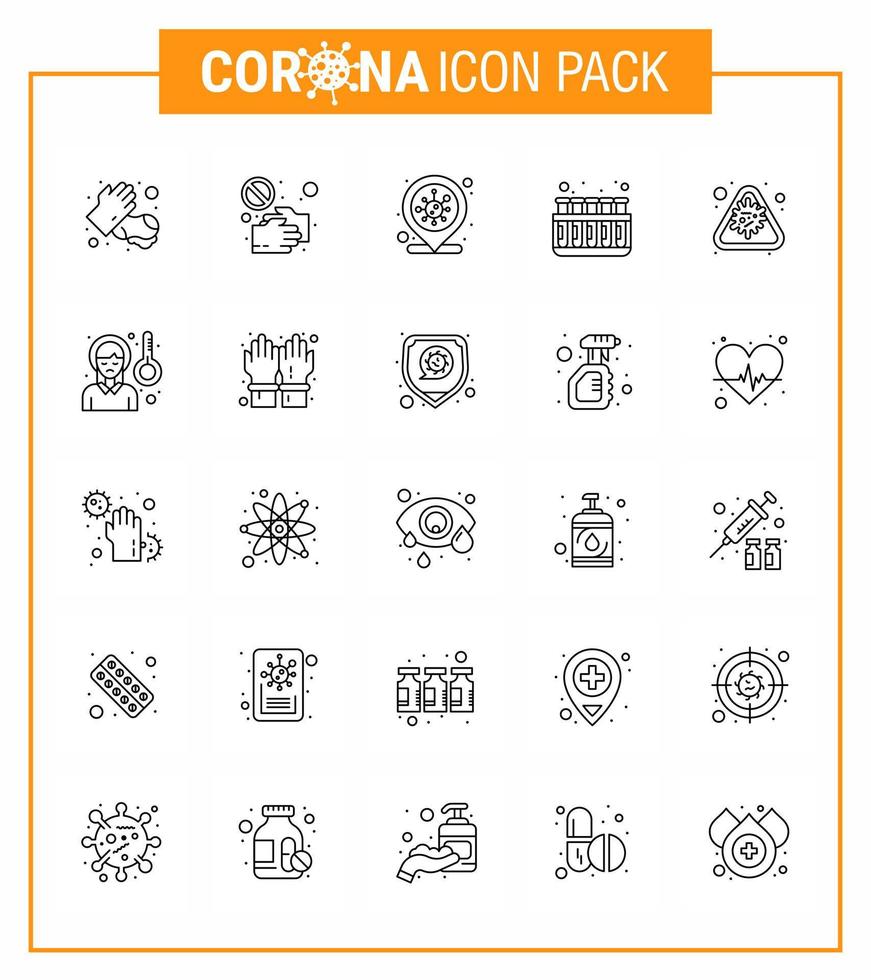 25-zeilige Corona-Virus-Pandemie-Vektorillustrationen Labortest Hände schütteln Chemie covid virales Coronavirus 2019nov-Krankheitsvektor-Designelemente vektor