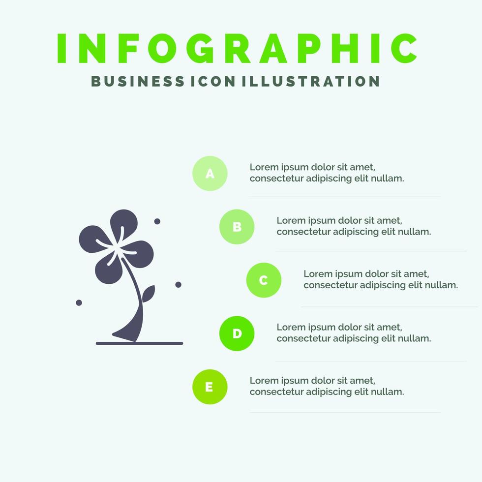 flora blommig blomma natur vår fast ikon infographics 5 steg presentation bakgrund vektor