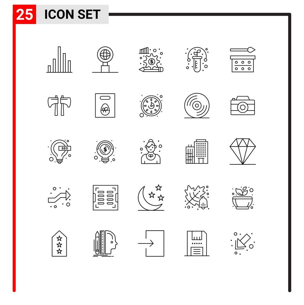 uppsättning av 25 modern ui ikoner symboler tecken för öga skugga öga måla finansiera öga smink testa redigerbar vektor design element