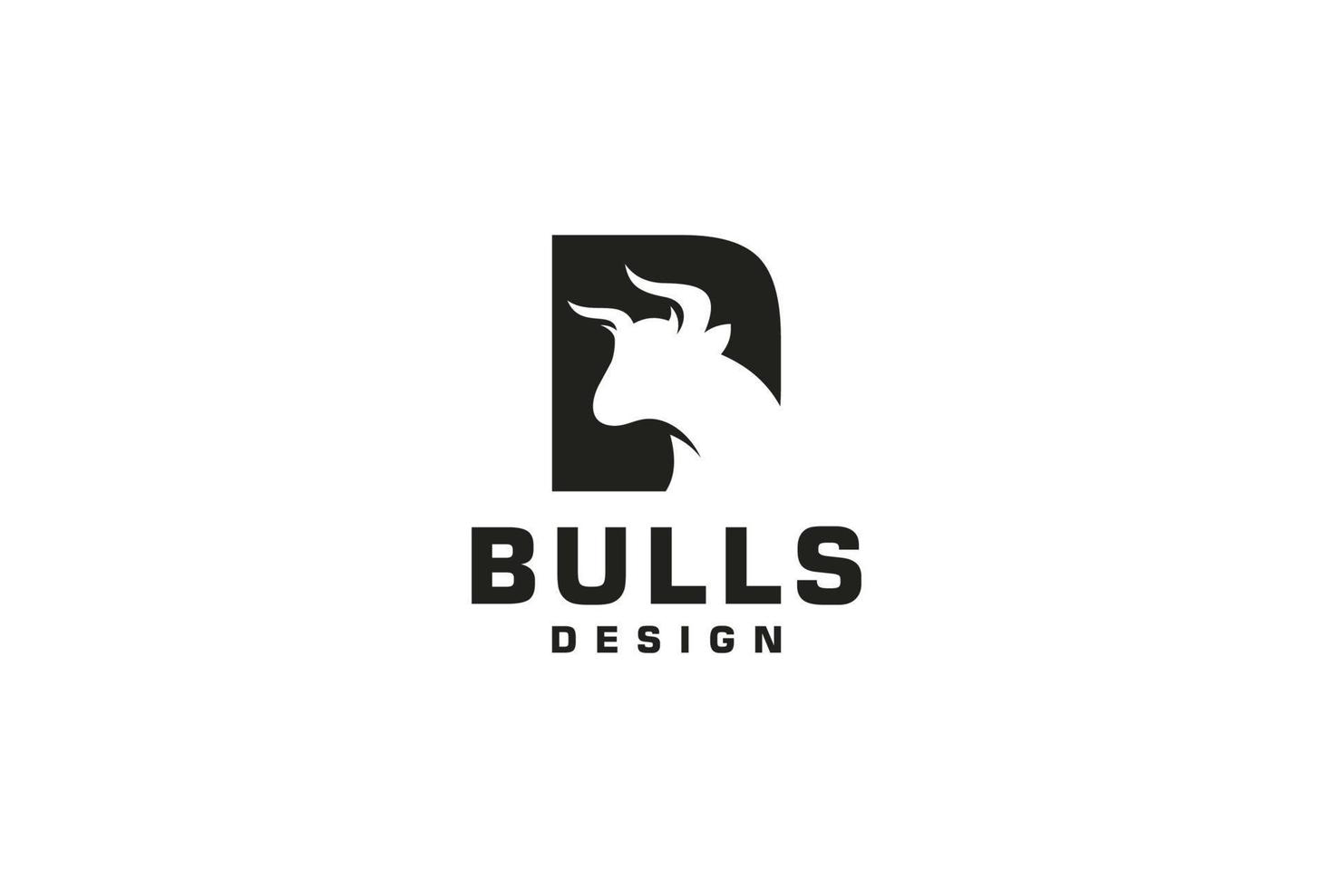 buchstabe d logo, stierlogo, kopfbullenlogo, monogrammlogo-designschablonenelement vektor