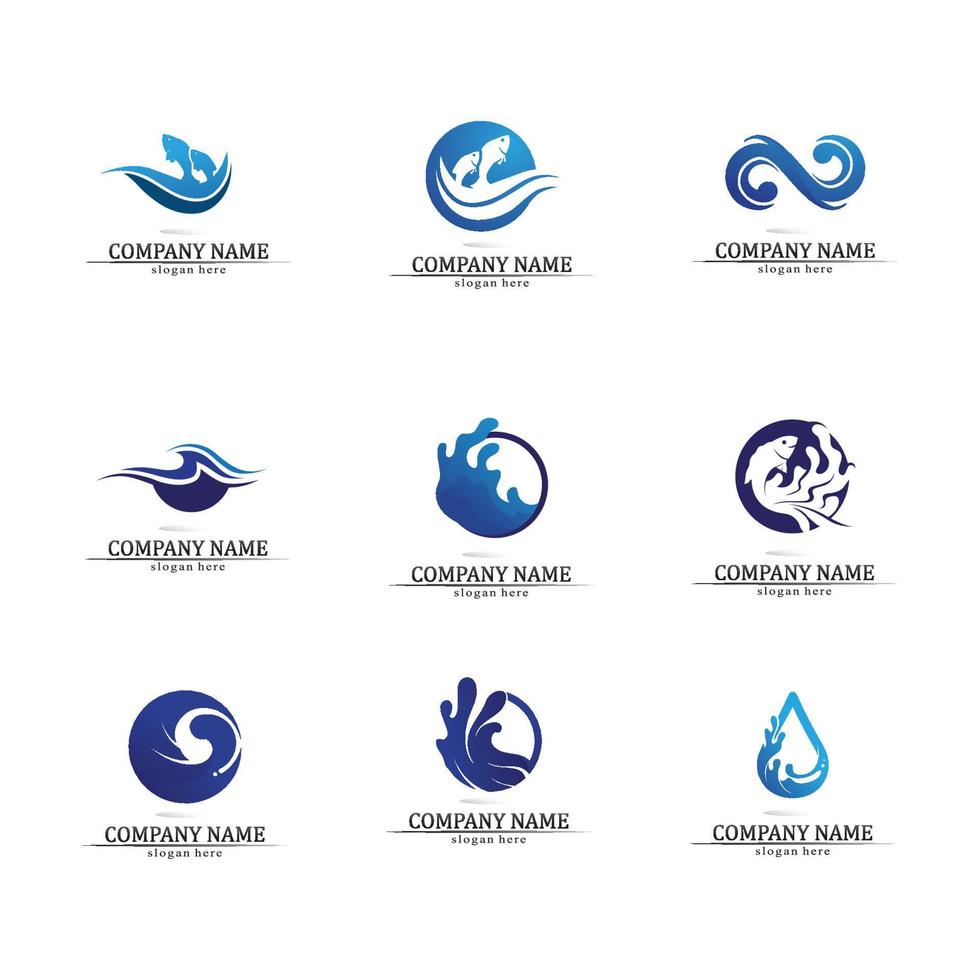 Wellen- und Wassertropfen-Logo-Vorlagen-Vektorsatz vektor