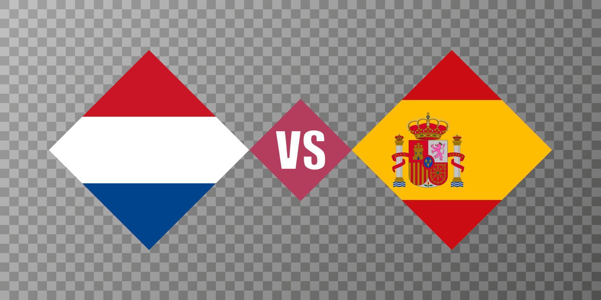 nederländerna mot Spanien flagga begrepp. vektor illustration.