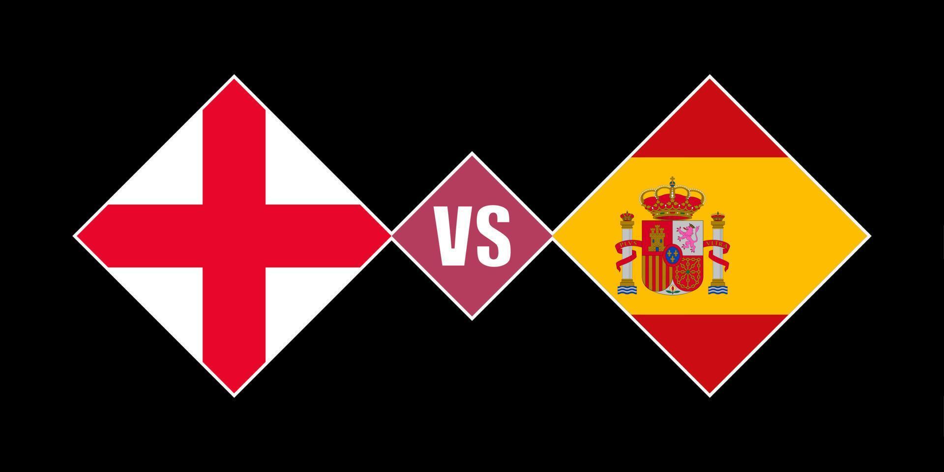 England mot Spanien flagga begrepp. vektor illustration.