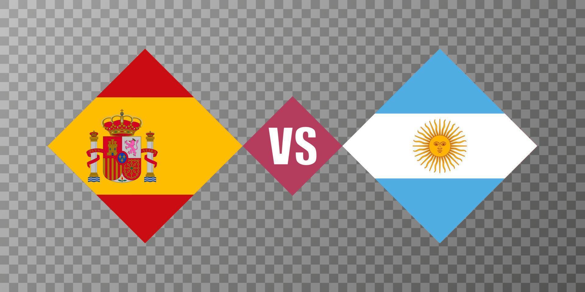 Spanien mot argentina flagga begrepp. vektor illustration.